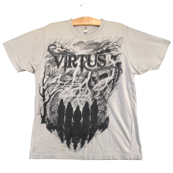 Anvil Men's Virtus Death Wicked T-Shirt Gray Large Skull Grim Reaper Graphic - Picture 1 of 16